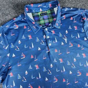 WILLIAM MURRAY Golf Sail Away Polo Men's 2XL Sailing Nautical Flags Boat Golfer
